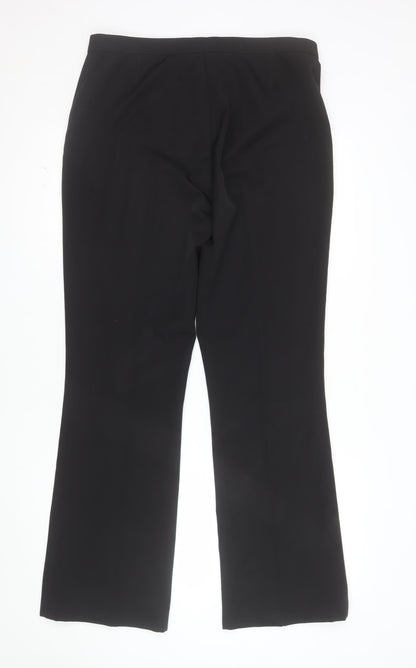 Marks and Spencer Women Black Size 14 Long Straight Leg Trousers