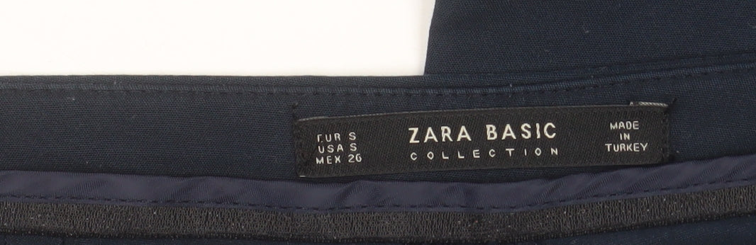 Zara Women Blue Slim Fit Stretch Zip Pocket Trousers Size S