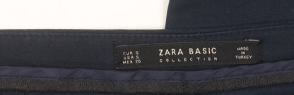 Zara Women Blue Slim Fit Stretch Zip Pocket Trousers Size S