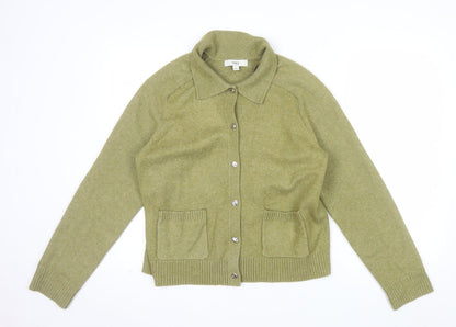 Marks and Spencer Women’s Green Collared Cardigan M Wool Blend