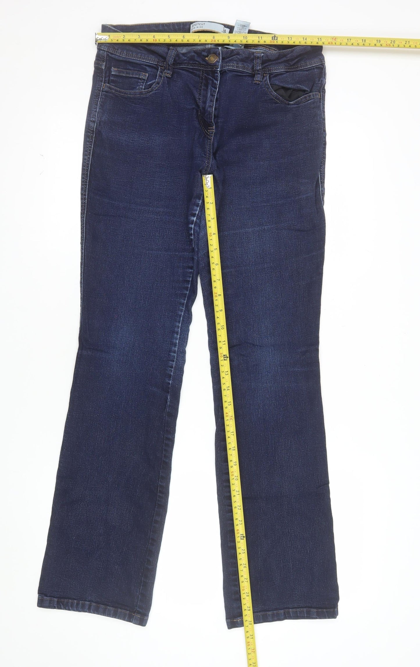 Next Women Dark Blue Straight Mid Rise Stretch Jeans Size 14R