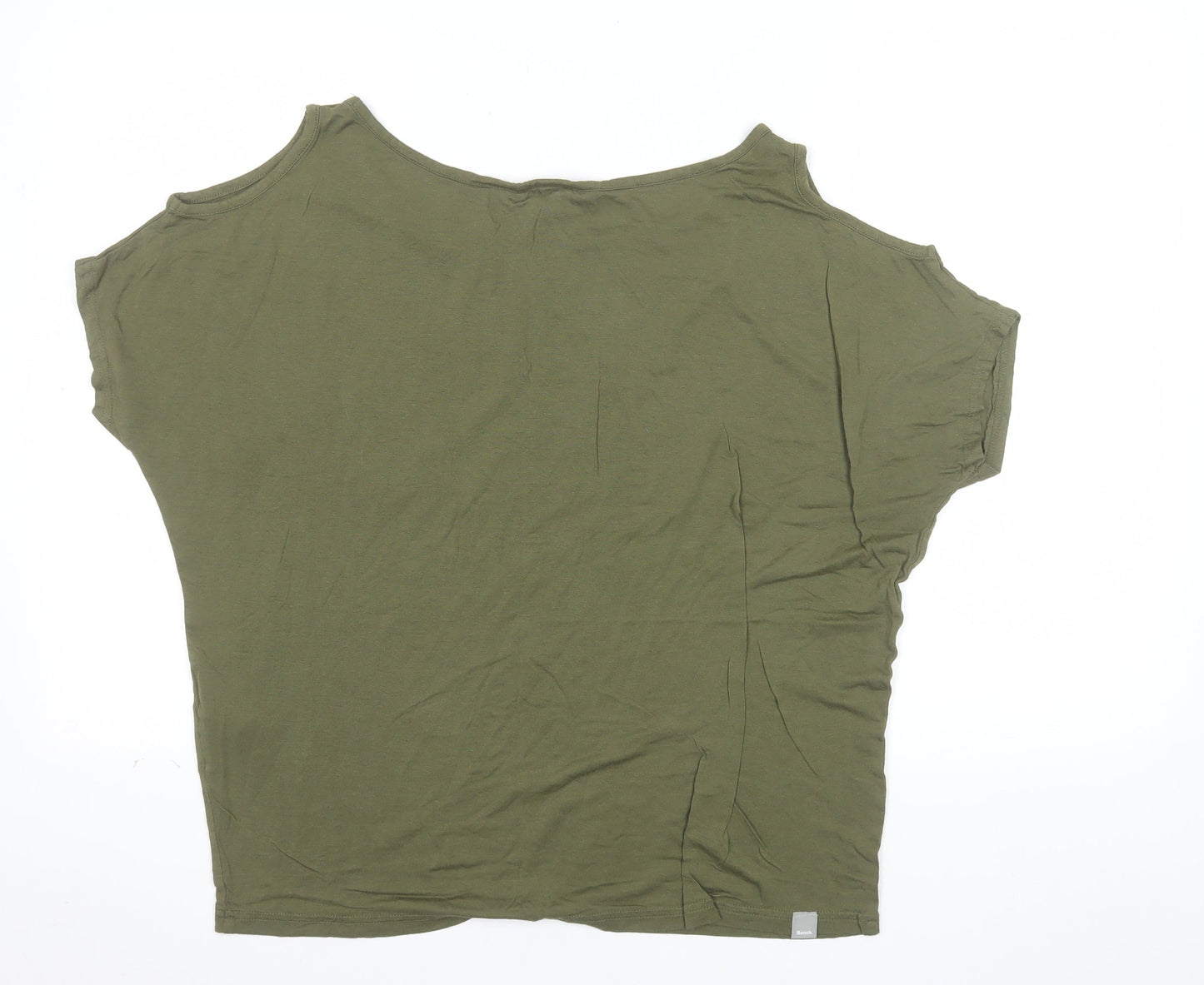 Bench Womens Green Relaxed Fit Cold Shoulder Summer T-Shirt L