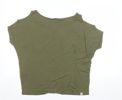 Bench Womens Green Relaxed Fit Cold Shoulder Summer T-Shirt L