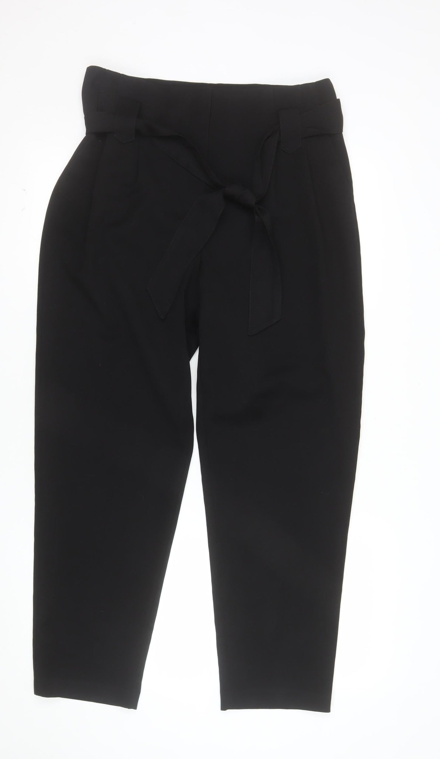 Primark Womens Black Paperbag High Rise Tapered Trousers Size 14