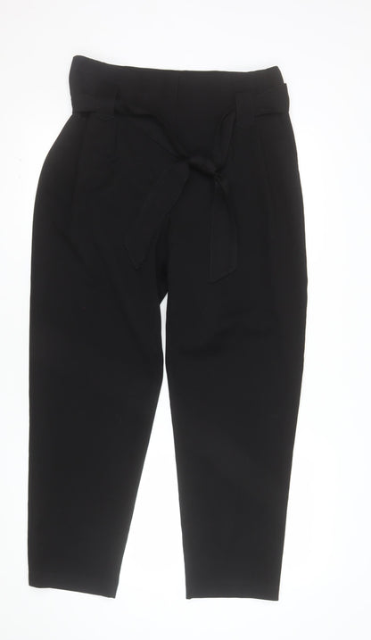 Primark Womens Black Paperbag High Rise Tapered Trousers Size 14