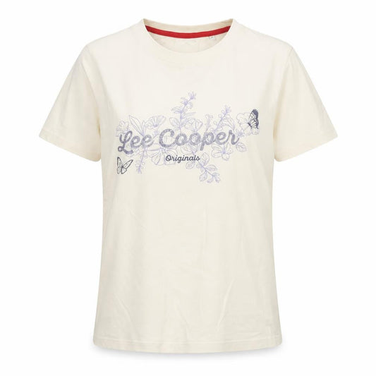 Lee Cooper Women's Beige Floral T-Shirt Size 10 Short Sleeve Cotton