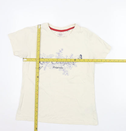 Lee Cooper Women's Beige Floral T-Shirt Size 10 Short Sleeve Cotton