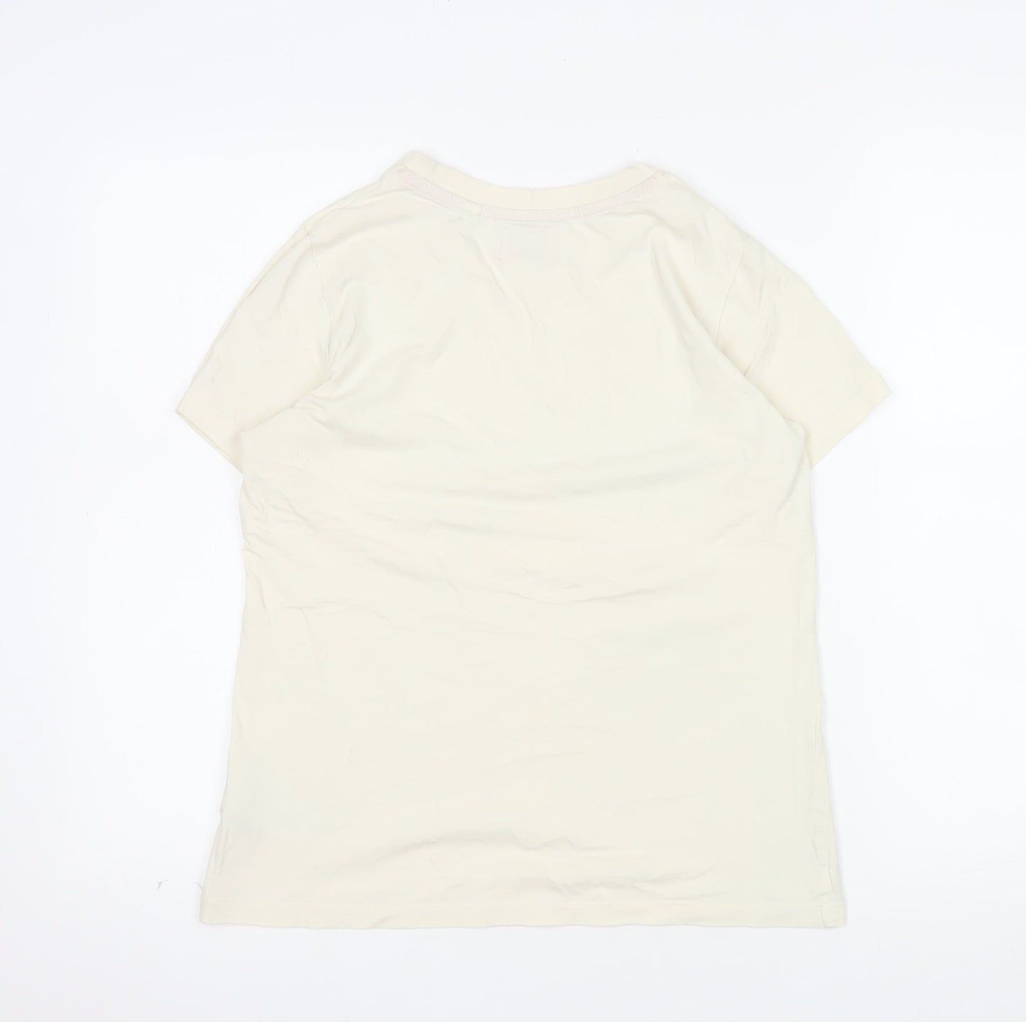 Lee Cooper Women's Beige Floral T-Shirt Size 10 Short Sleeve Cotton