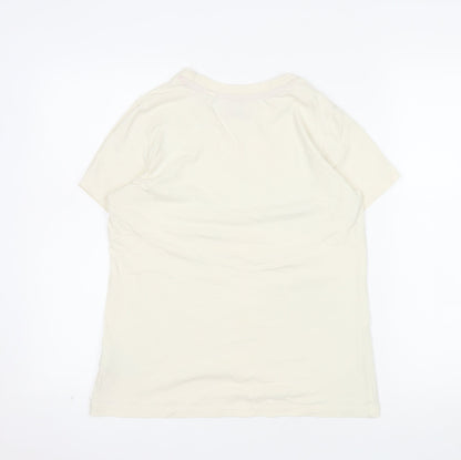 Lee Cooper Women's Beige Floral T-Shirt Size 10 Short Sleeve Cotton