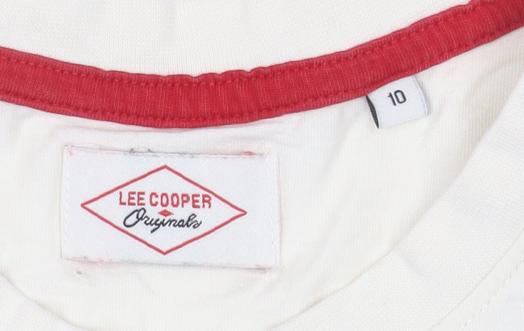 Lee Cooper Women's Beige Floral T-Shirt Size 10 Short Sleeve Cotton