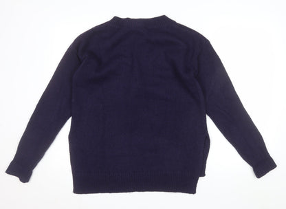 GAP Women's Blue Lace-Up V-Neck Knit Jumper Size M
