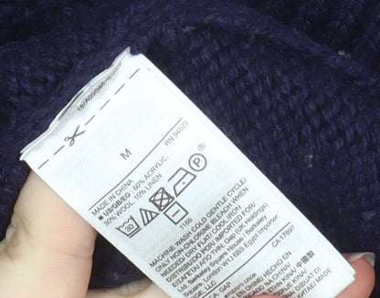 GAP Women's Blue Lace-Up V-Neck Knit Jumper Size M
