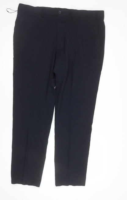 Marks and Spencer Mens Navy Blue Slim Fit Dress Trousers 40W 31L
