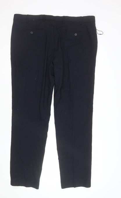 Marks and Spencer Mens Navy Blue Slim Fit Dress Trousers 40W 31L