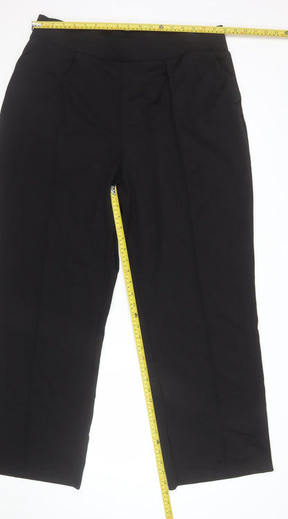 H&M Womens Black Straight Dress Pants Size 16 Stretch Crepe Trousers