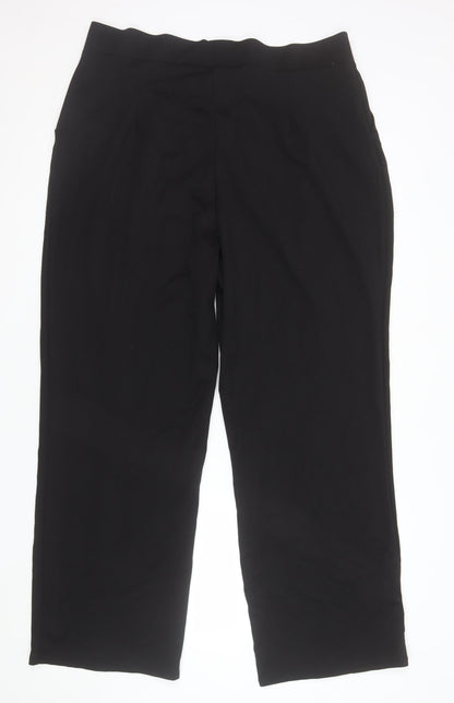 H&M Womens Black Straight Dress Pants Size 16 Stretch Crepe Trousers