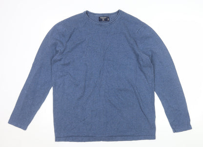 Springfield Men's Blue Cotton Crew Neck Pullover Jumper XL
