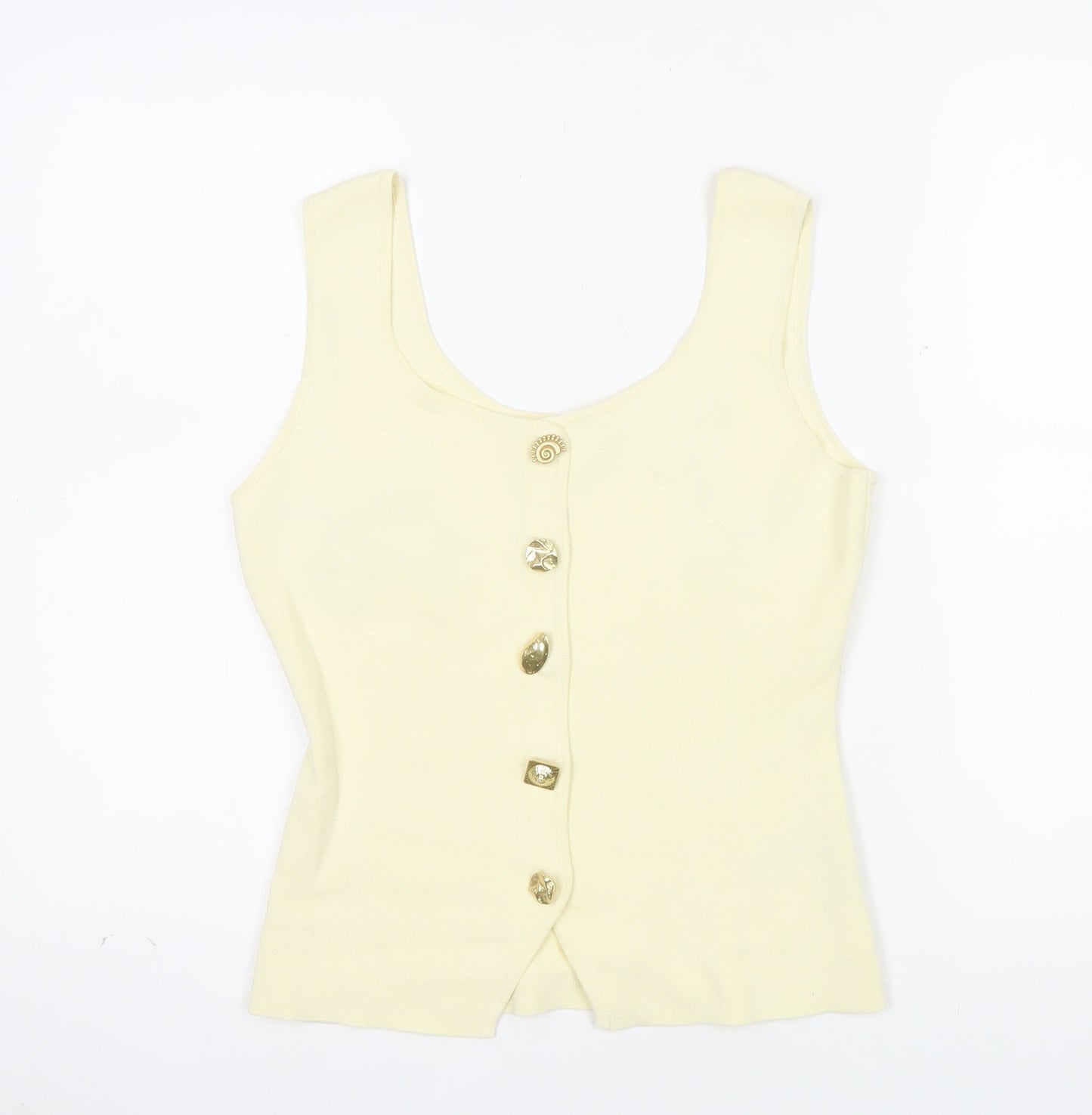 Marks and Spencer Women Ivory Knit Button Tank Top Size S