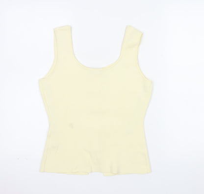 Marks and Spencer Women Ivory Knit Button Tank Top Size S