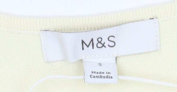 Marks and Spencer Women Ivory Knit Button Tank Top Size S