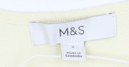 Marks and Spencer Women Ivory Knit Button Tank Top Size S