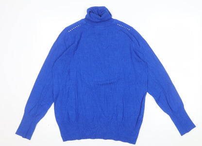 Wallis Women’s Blue Roll Neck Studded Jumper Size 14