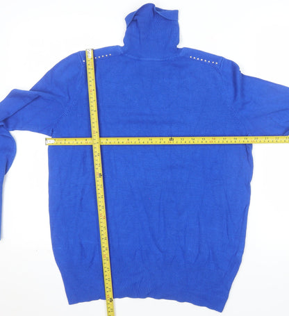 Wallis Women’s Blue Roll Neck Studded Jumper Size 14