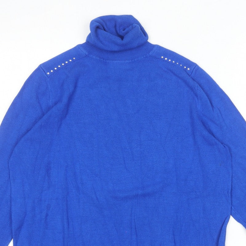 Wallis Women’s Blue Roll Neck Studded Jumper Size 14