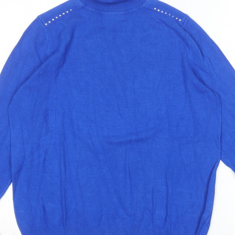 Wallis Women’s Blue Roll Neck Studded Jumper Size 14