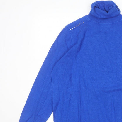 Wallis Women’s Blue Roll Neck Studded Jumper Size 14