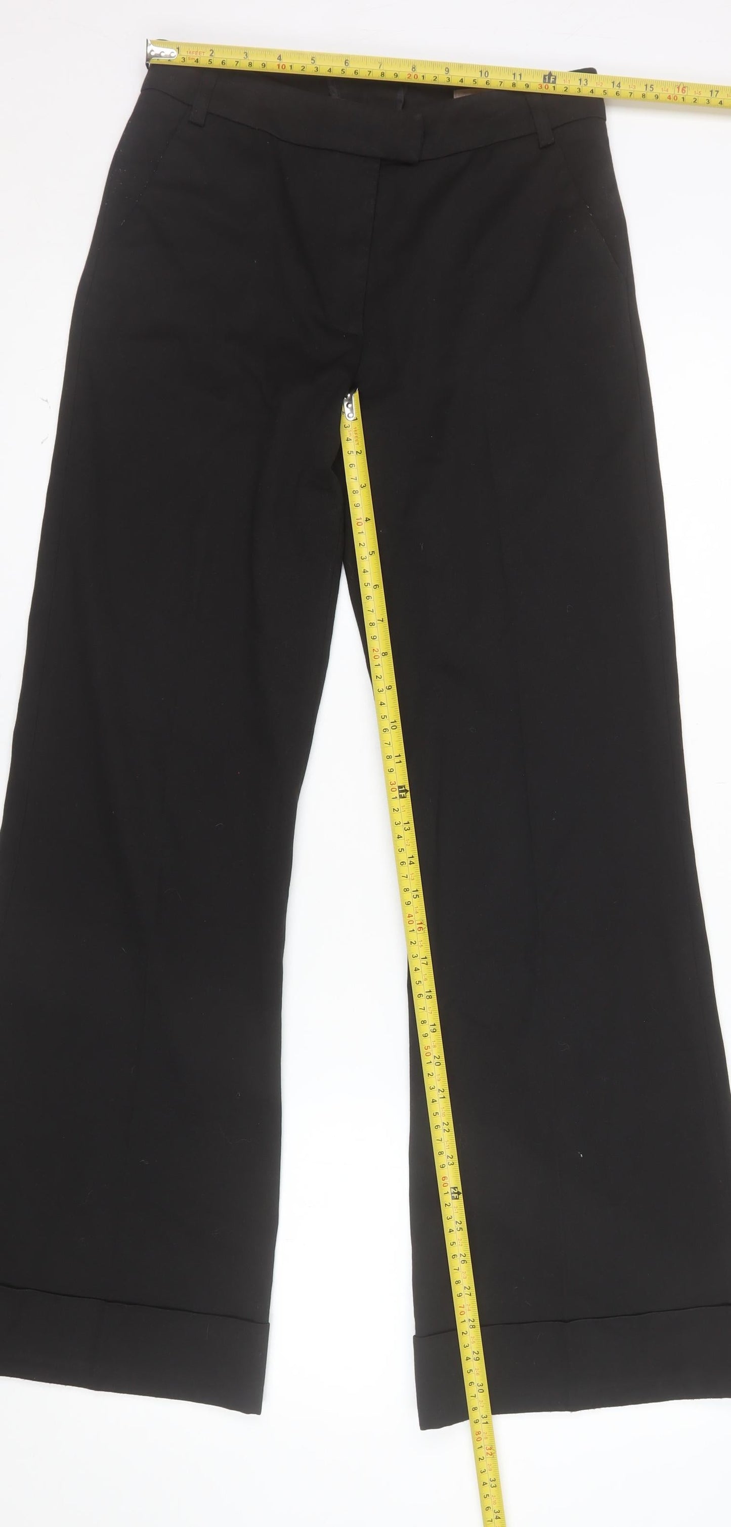 H&M Women’s Black Wide-Leg Tailored Trousers Size 6 Regular Fit