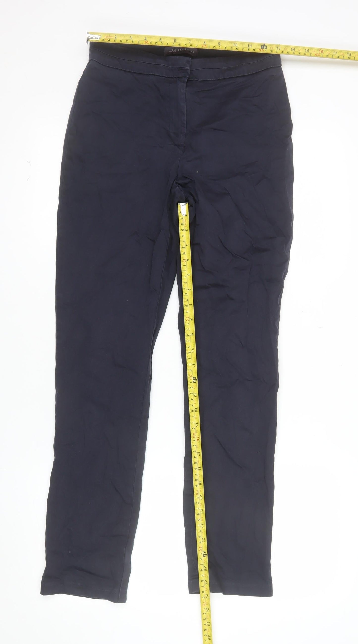 Marks and Spencer Women’s Blue Chino Trousers Size 8 Regular Fit