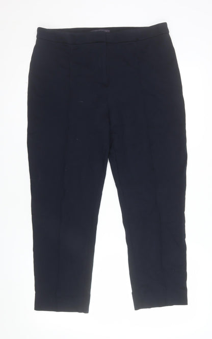 Marks and Spencer Women's Navy Blue Size 14 Stretch Straight Trousers