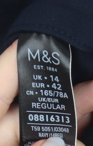 Marks and Spencer Women's Navy Blue Size 14 Stretch Straight Trousers