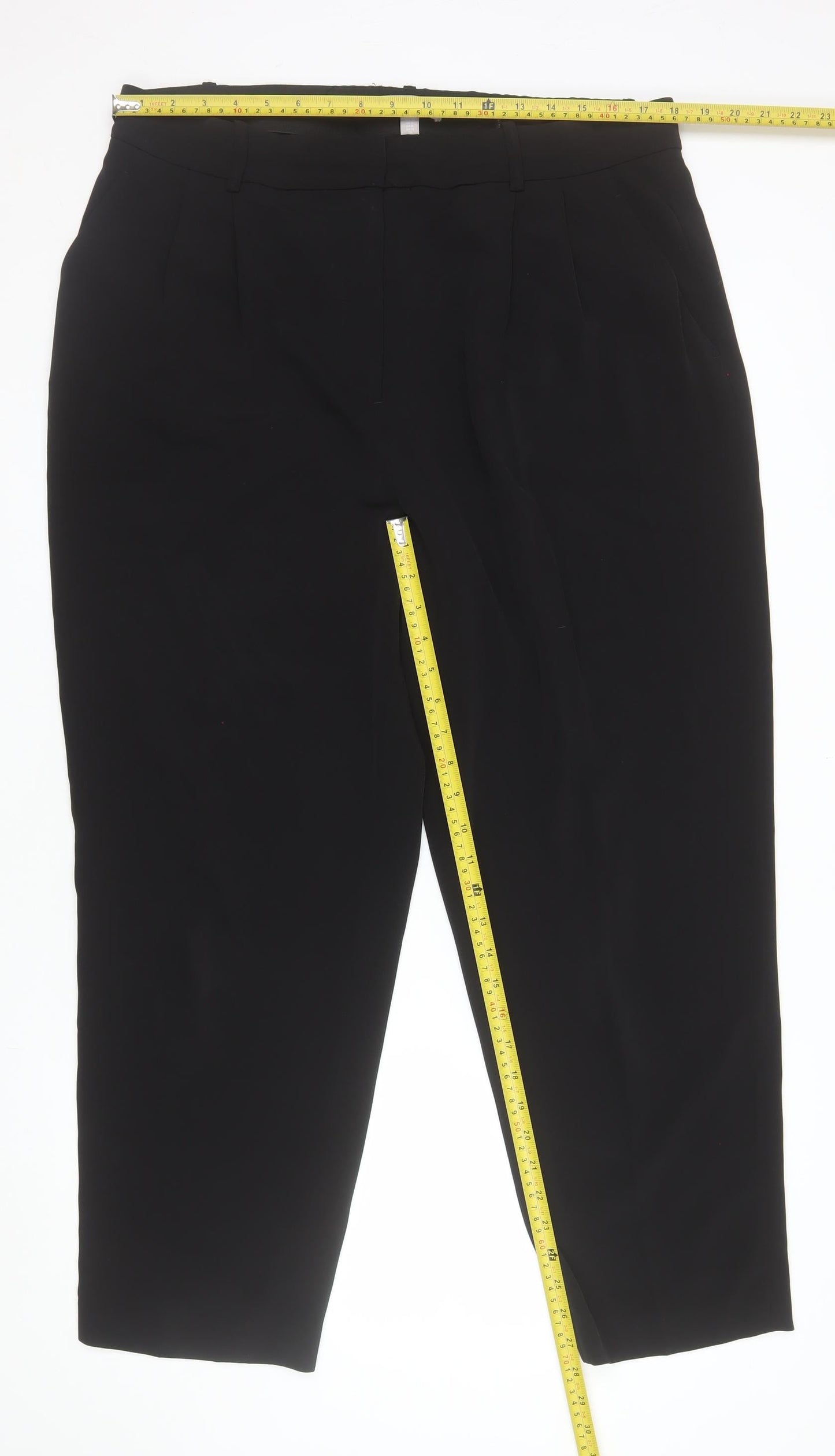 H&M Womens Black Regular Fit Straight Leg Trousers Size 20