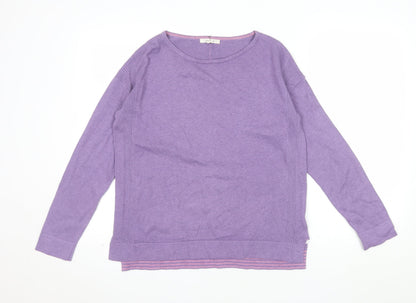 White Stuff Women's Purple Crew Neck Cotton Wool Jumper UK 10