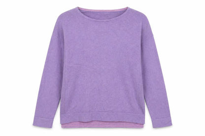 White Stuff Women's Purple Crew Neck Cotton Wool Jumper UK 10