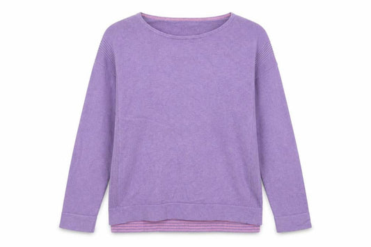White Stuff Women's Purple Crew Neck Cotton Wool Jumper UK 10
