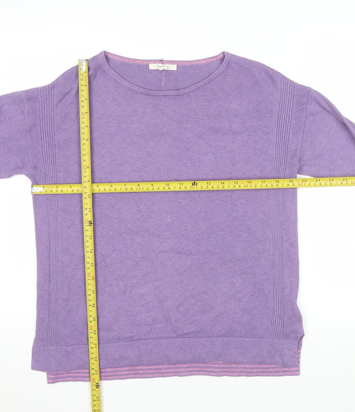 White Stuff Women's Purple Crew Neck Cotton Wool Jumper UK 10
