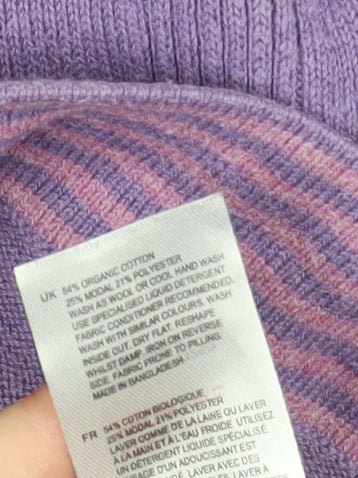 White Stuff Women's Purple Crew Neck Cotton Wool Jumper UK 10
