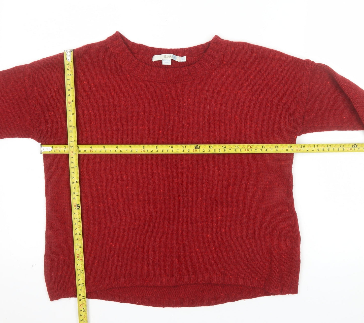 Boden Women's Red Wool Alpaca Blend Jumper Size 8 Crew Neck Long Sleeve