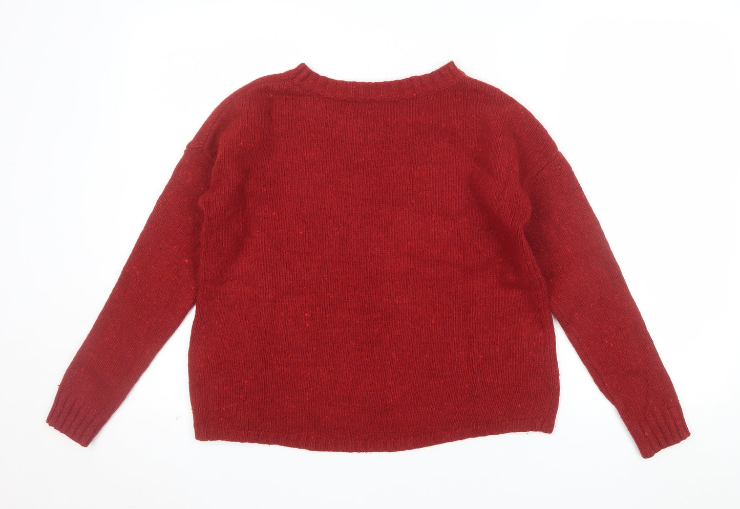 Boden Women's Red Wool Alpaca Blend Jumper Size 8 Crew Neck Long Sleeve