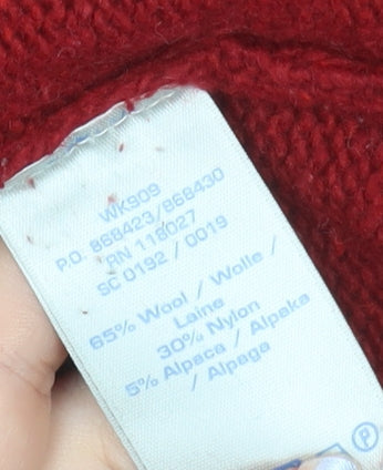 Boden Women's Red Wool Alpaca Blend Jumper Size 8 Crew Neck Long Sleeve
