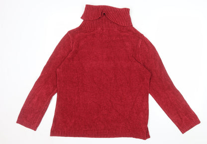 Marks and Spencer Women's Red Roll Neck Knit Jumper Size 16