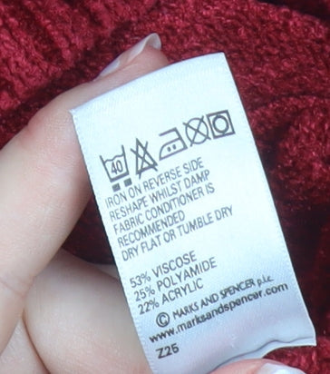 Marks and Spencer Women's Red Roll Neck Knit Jumper Size 16