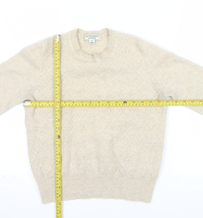 Marks and Spencer Women Beige Pure Cashmere Crew Neck Jumper Size 10