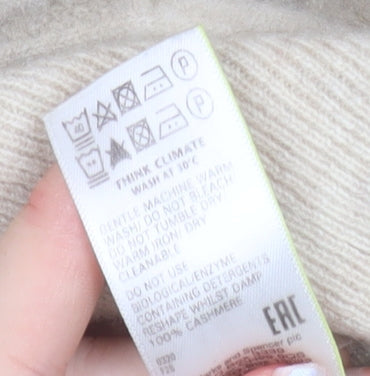 Marks and Spencer Women Beige Pure Cashmere Crew Neck Jumper Size 10