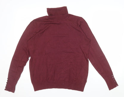 Debenhams Women's Red Roll Neck Long Sleeve Knit Jumper Size 14
