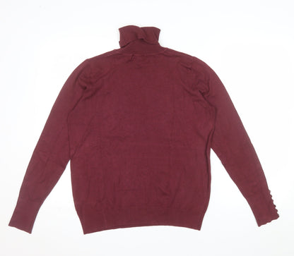 Debenhams Women's Red Roll Neck Long Sleeve Knit Jumper Size 14