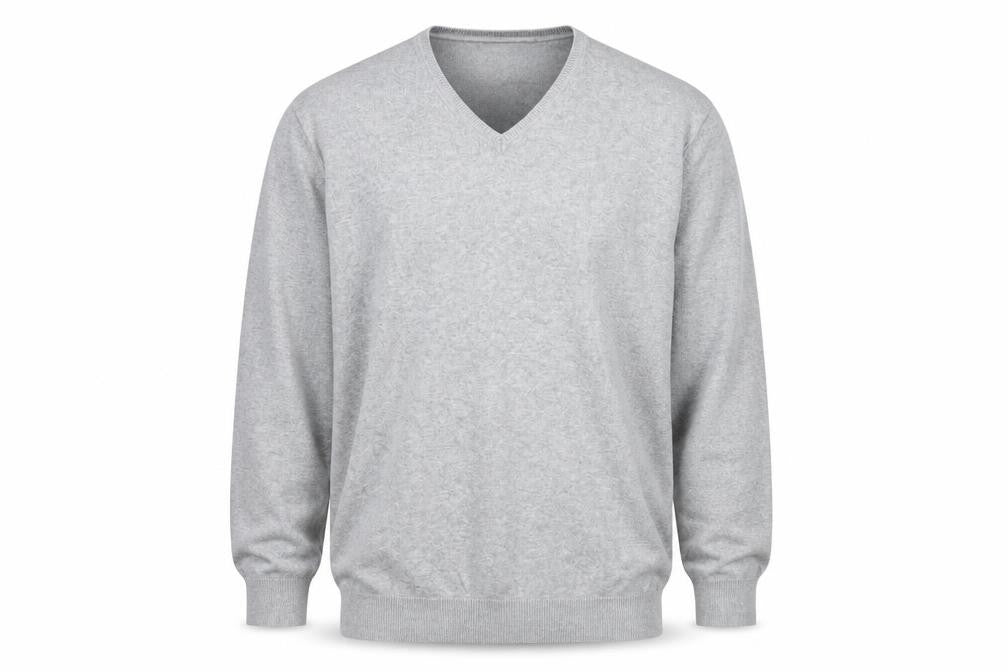 Springfield Men’s Grey Cotton V-Neck Jumper 2XL Regular Fit